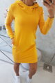 Damen Sport-Sweatshirt Kleid 62072 OFF WHITE senf