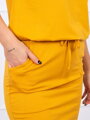 Damenkleid mit kurzen Ärmeln 9074 Senf