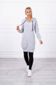 Langer Damen Sweatjacke mit Kaputze 8924 hellbrau