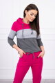 Damen Trainingsanzug mit Streifen 8877 zyklamenrosa+grau