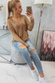 Damen Strickpullover mit V-Ausschnitt 2019-40 hellbraun