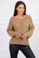 Damen Strickpullover mit V-Ausschnitt 2019-40 hellbraun