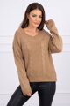 Damen Strickpullover mit V-Ausschnitt 2019-40 hellbraun