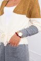 Tricolor Damen Sweatjacke SN-7044 Zimt + Ecru + Grau