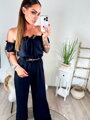 Schwarzes Damen-Set mit Crop-Top