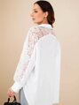 Dámska biela košeľa s AR0393 čipkovanými rukávmi 