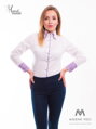 Biela dámska košeľa s kvietkovaným golierom Slim-Fit VS-DK1611