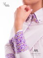 Biela dámska košeľa s kvietkovaným golierom Slim-Fit VS-DK1611