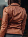 Braune Echtlederjacke für Damen