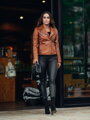 Braune Echtlederjacke für Damen