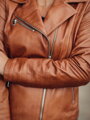 Dámska kožená bunda z pravej kože hnedá