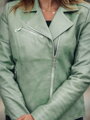 Dámska kožená bunda z pravej kože zelená