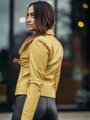 Damen Lederjacke aus echtem Leder, gelb