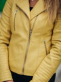 Damen Lederjacke aus echtem Leder, gelb