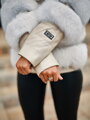 Luxus Damen Lederjacke mit echtem Pelz weiß