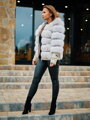 Luxus Damen Lederjacke mit echtem Pelz weiß