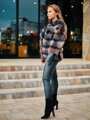 Luxuriöse kurze Lederjacke mit echtem Fuchspelz schwarz