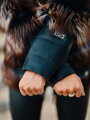 Luxuriöse kurze Lederjacke mit echtem Fuchspelz schwarz