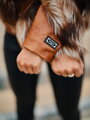 Luxuriöse kurze Lederjacke mit echtem Fuchspelz braun