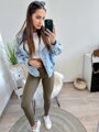 Leder-Leggings für Damen grau