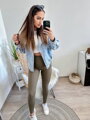 Leder-Leggings für Damen grau