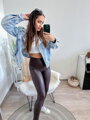 Damenleggings aus Leder mit hohem Bund