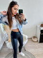 Damenleggings aus Leder mit hohem Bund