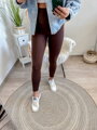Leder-Leggings mit hoher Bund braun