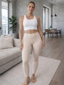 Bequeme beige PUSH-UP Leggings für Damen