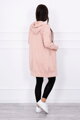 Langer Damen Sweatjacke mit Kaputze 8924 rosa