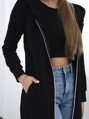Langer Damen Hoodie mit Kaputze schwarz
