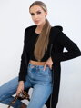 Langer Damen Hoodie mit Kaputze schwarz
