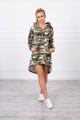 Damen Sweatshirt Kleid 9105 Khaki + Beige