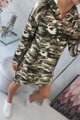 Damen Sweatshirt Kleid 9105 Khaki + Beige