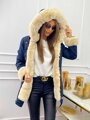 Damen Winterparka mit Kapuze und Fell MSF21-01 blau