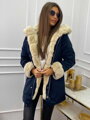 Damen Winterparka mit Kapuze und Fell MSF21-01 blau