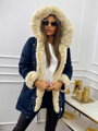 Damen Winterparka mit Kapuze und Fell MSF21-01 blau