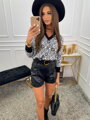 Damen-Ledershorts MSF schwarz