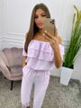 Damen Jumpsuit mit Rüschen in Lila