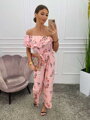 Jumpsuit mit Blumenmuster, Puderrosa