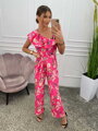 Damen Blumen Jumpsuit mit Rüschen Pink