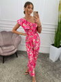 Damen Blumen Jumpsuit mit Rüschen Pink