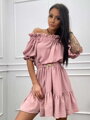 Stylisches Kleid mit Gürtel in Puderrosa