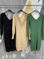 Damen-Strickkleid mit Spitze MSF Schwarz