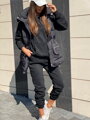 Damen-Trainingsanzug-Set mit Weste schwarz