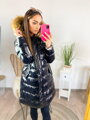 Damen Glanzjacke in Schwarz