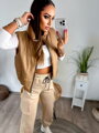 Kamelfarbenes Crop-Top für Damen