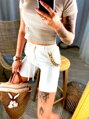 Damen Shorts mit Kette MFY weiß