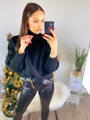 Damen Lederleggings in Schwarz mit Goldapplikation