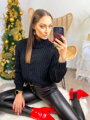 Damen Lederleggings in Schwarz mit Goldapplikation